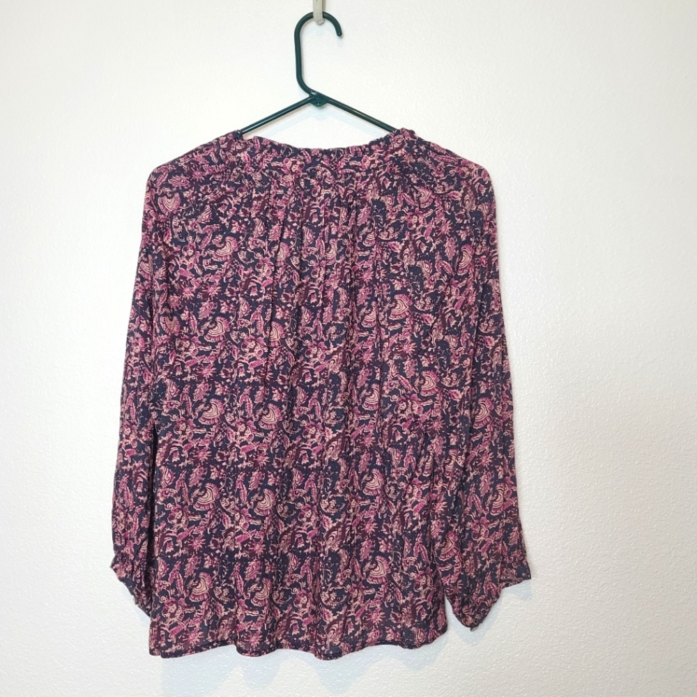 FAHERTY Portia Blouse Peasant Top in Fiona Block Print NWT Size Small - Picture 7 of 9